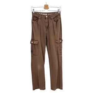 S.O.N.G. Brown Cargo Jeans Juniors 7 High Rise Straight Leg Y2K Style Utility